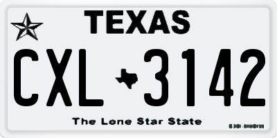 TX license plate CXL3142