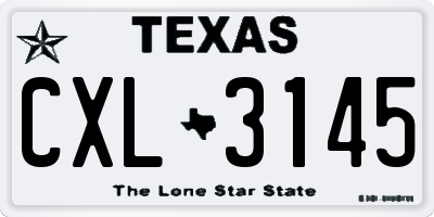 TX license plate CXL3145
