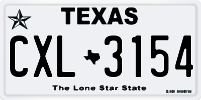 TX license plate CXL3154