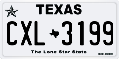 TX license plate CXL3199