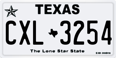 TX license plate CXL3254