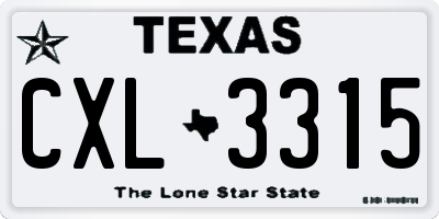 TX license plate CXL3315