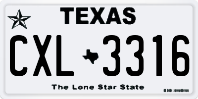 TX license plate CXL3316