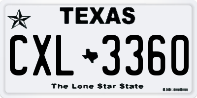 TX license plate CXL3360