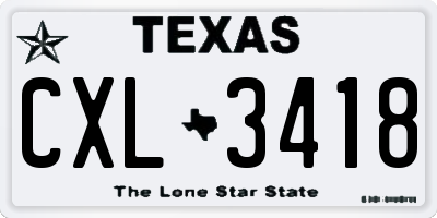 TX license plate CXL3418