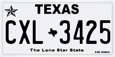 TX license plate CXL3425