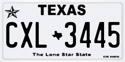 TX license plate CXL3445