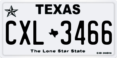 TX license plate CXL3466