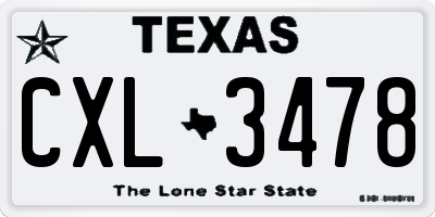TX license plate CXL3478