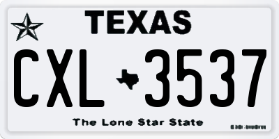 TX license plate CXL3537