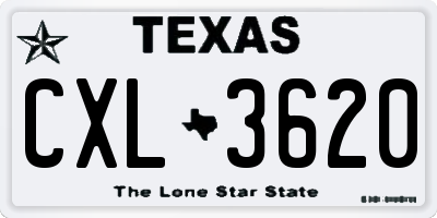 TX license plate CXL3620