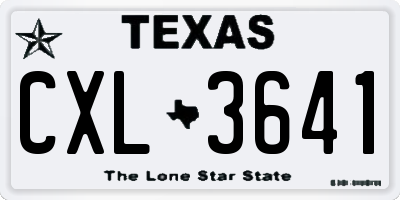 TX license plate CXL3641