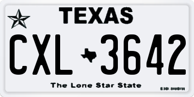 TX license plate CXL3642