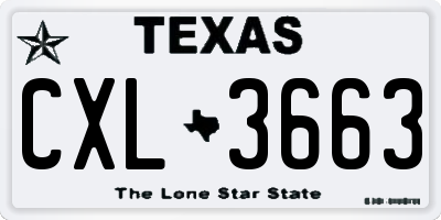 TX license plate CXL3663