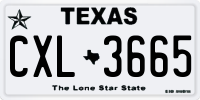 TX license plate CXL3665
