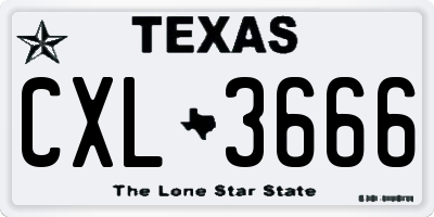 TX license plate CXL3666