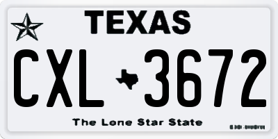 TX license plate CXL3672