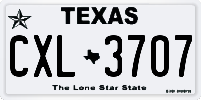 TX license plate CXL3707