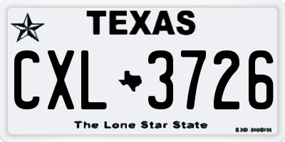 TX license plate CXL3726