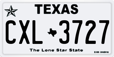 TX license plate CXL3727