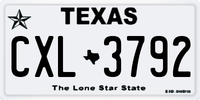 TX license plate CXL3792