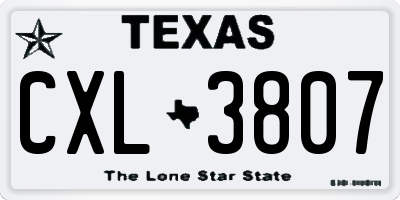 TX license plate CXL3807