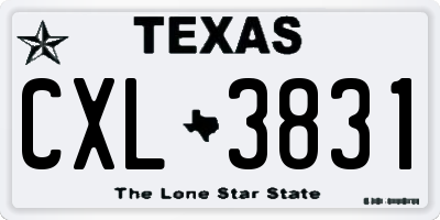 TX license plate CXL3831
