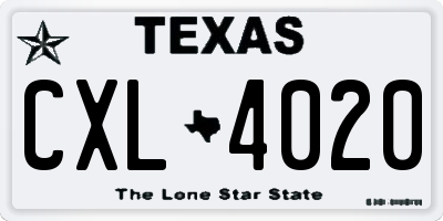 TX license plate CXL4020