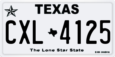 TX license plate CXL4125