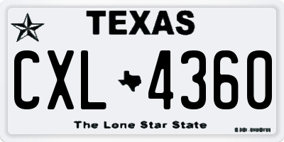 TX license plate CXL4360
