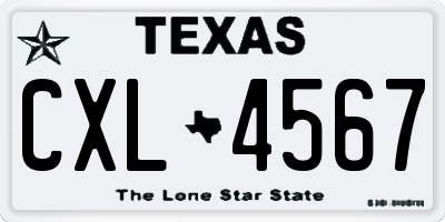 TX license plate CXL4567