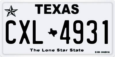 TX license plate CXL4931