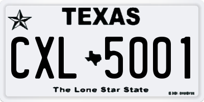 TX license plate CXL5001