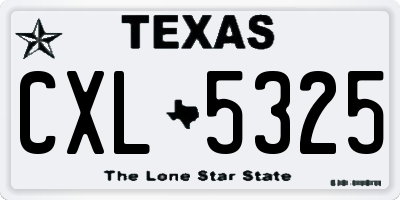 TX license plate CXL5325