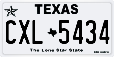 TX license plate CXL5434