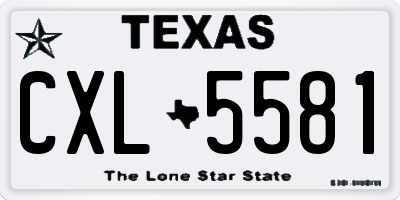 TX license plate CXL5581