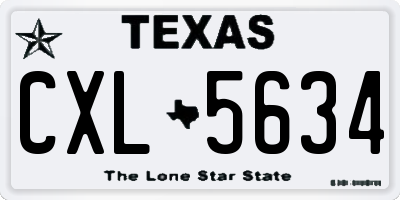 TX license plate CXL5634