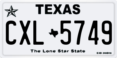 TX license plate CXL5749