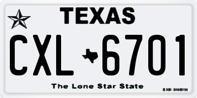 TX license plate CXL6701
