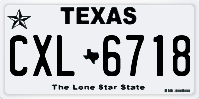 TX license plate CXL6718