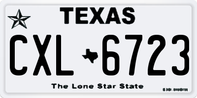 TX license plate CXL6723