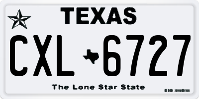 TX license plate CXL6727