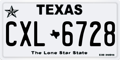 TX license plate CXL6728