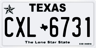 TX license plate CXL6731