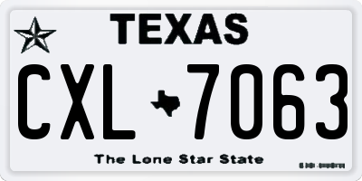 TX license plate CXL7063