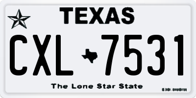 TX license plate CXL7531