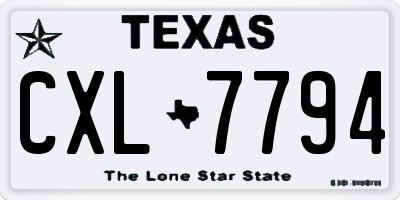 TX license plate CXL7794