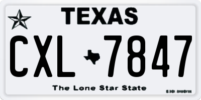 TX license plate CXL7847