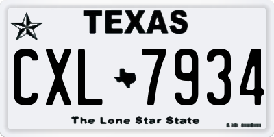 TX license plate CXL7934
