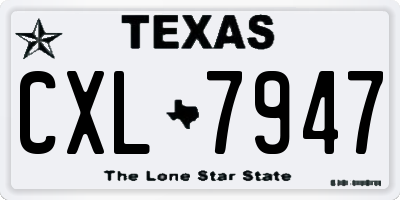 TX license plate CXL7947